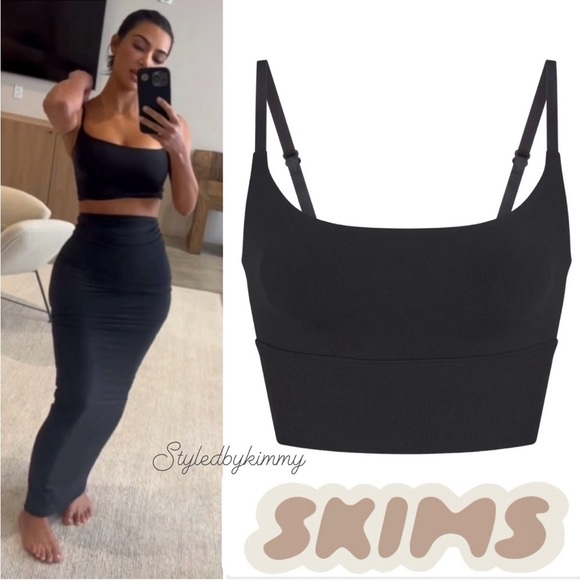 SKIMS Fits Everyone Cropped Cami Onyx NWT NEW CAMI XXS - Picture 1 of 3